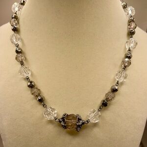 New York and Company vintage grey and clear faceted bead necklace. 16 inches